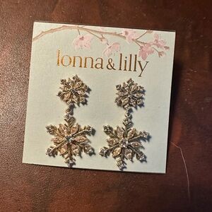 Lonna & Lilly Gold Crystal Snowflake Earrings